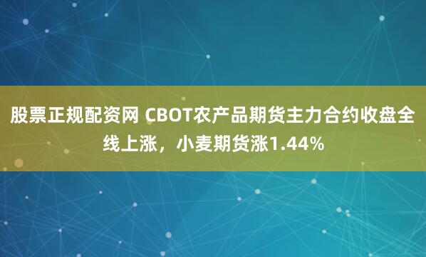 股票正规配资网 CBOT农产品期货主力合约收盘全线上涨，小麦期货涨1.44%